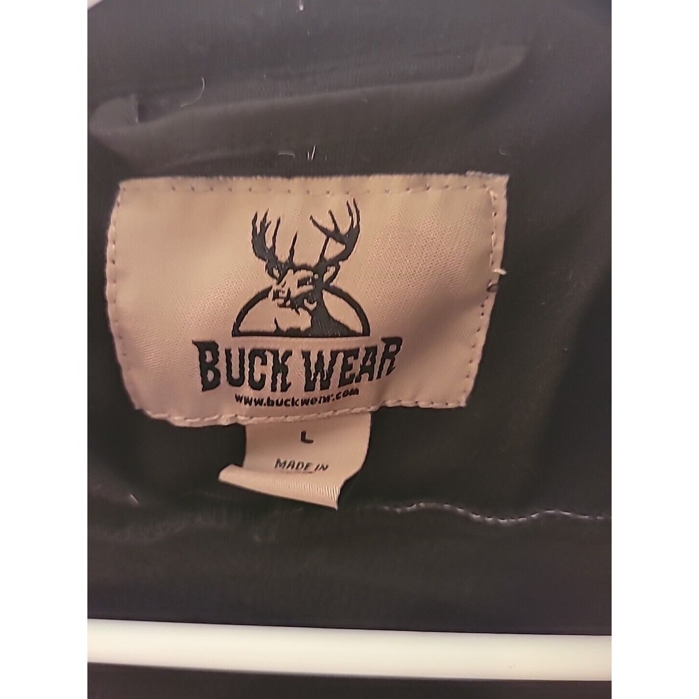 BUCK WEAR Mens Black Camo Soft Shell Jacket L Zip Pockets, Full Zip - Picture 11 of 11
